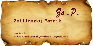 Zsilinszky Patrik névjegykártya